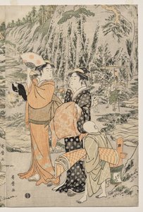 Łowienie ryb na skale deski do krojenia w Enoshima autorstwa Kitagawa Utamaro