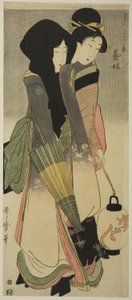 Gejsza (Geigi), z serii Trzy rozrywki współczesnych piękności, ok. 1800 r. (drzeworyt kolorowy; naga-oban) autorstwa Kitagawa Utamaro