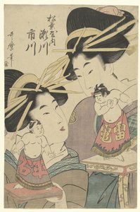 Gejsze z lalkami sumo autorstwa Kitagawa Utamaro