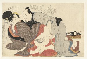 Żonaty i wdowa Negai no itoguchi (tytuł serii) autorstwa Kitagawa Utamaro