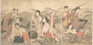 Dziewczyna rybaka i kąpiąca się, 1791. autorstwa Kitagawa Utamaro
