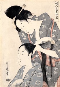 Gumka do włosów z wysokim i mniejszym r, ok. 1798 autorstwa Kitagawa Utamaro