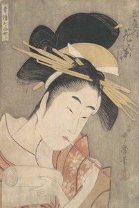 „Hanamurasaki z Tamaya”, z cyklu Siedem komachi z dzielnic przyjemności…, ca. 1790. autorstwa Kitagawa Utamaro