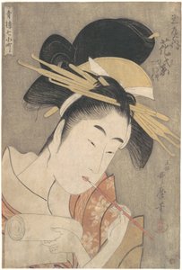 „Hanamurasaki z Tamaya“, z serii Siedem Komachi z dzielnic rozkoszy (Seirō Nana Komachi) autorstwa Kitagawa Utamaro