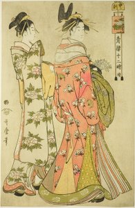 Godzina małpy [16] (Saru no koku), z serii „Dwanaście godzin w Yoshiwara” („Seiro juni toki tsuzuki”) autorstwa Kitagawa Utamaro