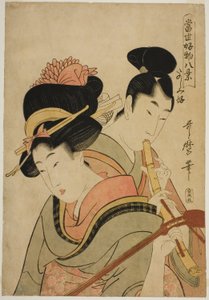 Lubi dobrze się bawić (Tanoshimizuki), z serii „Osiem widoków ulubionych rzeczy dnia dzisiejszego (Tosei kobutsu hakkei)” autorstwa Kitagawa Utamaro