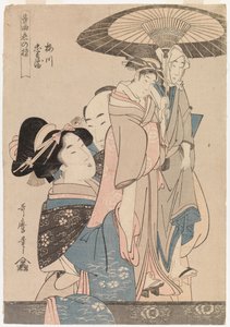 Zakochana para z lalkami teatralnymi autorstwa Kitagawa Utamaro