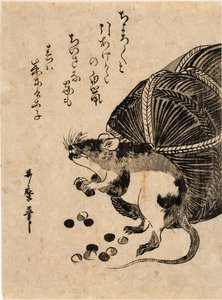 Mysz z workiem ryżu autorstwa Kitagawa Utamaro