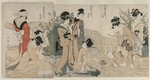 Musashi, Omi, Yamashiro, Propozycja d Settsu P Rovinse s. ... ... , C. 1804. autorstwa Kitagawa Utamaro