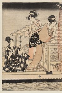 Wędkarstwo sieciowe w nocy na rzece Sumida autorstwa Kitagawa Utamaro