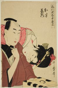 Ohan i Choemon z serii „Modne wzory w stylu Utamaro (Ryuko moyo Utamaro-gata)” autorstwa Kitagawa Utamaro