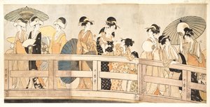 Na górze i pod mostem Ryogoku, ok. godz. 1800 autorstwa Kitagawa Utamaro