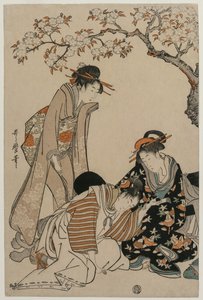Parodia cesarskiej sceny karetki autorstwa Kitagawa Utamaro