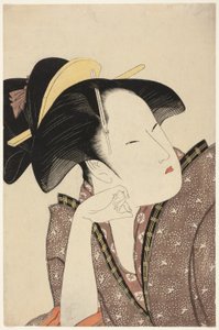 Odblaskowa miłość z serii „Antologia wierszy: Sekcja miłości (Kasen koi no bu) (Mono-omou koi)” autorstwa Kitagawa Utamaro