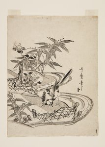 Sparrow (kolorowy drzeworyt) autorstwa Kitagawa Utamaro