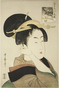 Tatsumi Roko, z serii Znane piękności porównywane do sześciu nieśmiertelnych poetów autorstwa Kitagawa Utamaro