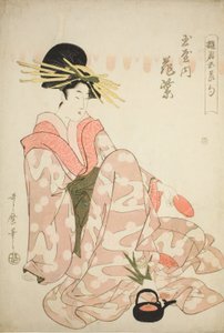 Kurtyzana Hanamurasaki z Tamaya z serii „Curtesans of the Five Festivals (Yukun gosekku)” autorstwa Kitagawa Utamaro