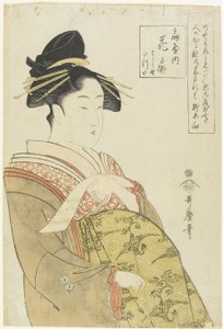 Kurtyzana Hanao_gi z domu O_giya, ok. 1930 r. 1793-1794 autorstwa Kitagawa Utamaro