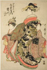 Pan Ichikawa, Pan Matsuba i Pan Edo-street doctor tchome, z LD Ah Tendan ts Tamamo Idea d Mitsumo autorstwa Kitagawa Utamaro