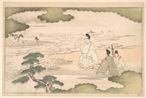 Wygnanie Yukihiry w Sumie autorstwa Kitagawa Utamaro