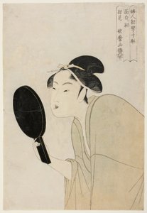 Ciekawy typ (Omoshiroki so) z serii „Dziesięć typów w fizjologicznym badaniu kobiet” („Fujin sogaku juttai”) autorstwa Kitagawa Utamaro