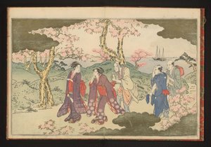 Wzgórza w Gotenyama, Edo, z widokiem na zatokę Edo autorstwa Kitagawa Utamaro