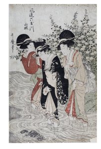 Trzech Bijinów w rzece, okres Edo, ok. 1790-1804 (drzeworyt na papierze) autorstwa Kitagawa Utamaro