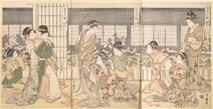 Trzy nietrzeźwe kurtyzany, 1790. autorstwa Kitagawa Utamaro