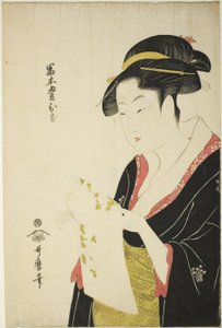 Tomimoto Toyohina, ok. 1793 (kolorowy drzeworyt; Oban) autorstwa Kitagawa Utamaro