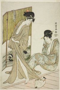 Dwie młode kobiety po kąpieli autorstwa Kitagawa Utamaro
