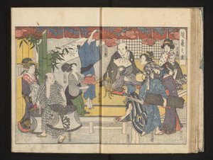 Przygotowania do festiwalu lampionów autorstwa Kitagawa Utamaro
