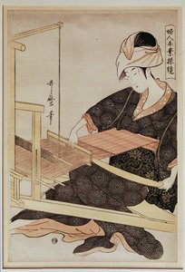 Kobieta tkająca autorstwa Kitagawa Utamaro