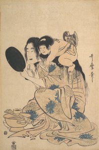 Yamauba czernienie zębów i Kintoki, ca. 1795. autorstwa Kitagawa Utamaro