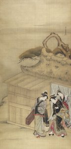 Nikuhitsu ukiyo-e: Gejsza w drodze na nocne przydziały, c. 1784