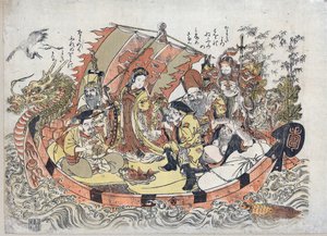 Sept Divinites du Bonheur - Seven Lucky Gods par Kitao, Shigemasa (1739-1820), Między 1775 a 1780 - Kolorowy linoryt, 32,6x46,1 - Kolekcja prywatna autorstwa Kitao Shigemasa