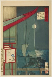 The Moon Beyond Shinagawa (Shinagawa mikoshi no tsuki) z serii "One Hundred Views of Musashi Province (Musashi hyakkei no uchi)".