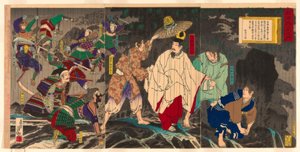 Cesarz Godaigo ucieka; z cyklu „Nieoficjalna historia Japonii (Nihon gaishi no uchi)”