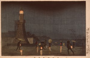 Majowy wieczór na Kudanzaka autorstwa Kiyochika Kobayashi