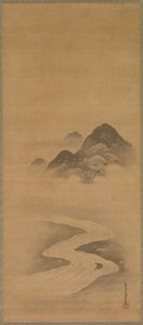 Minamoto no Nakakuni odwiedza Lady Kogō autorstwa Kiyohara Yukinobu