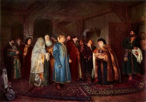 „Sekretne wesele”, 1883, 1965. autorstwa Klavdi Vasilevich Lebedev