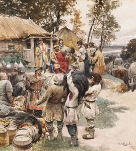 Hołd dla Poliudie Collecting. Igor z Kijowa Exacting Tribute from the Drevlyans, 1903