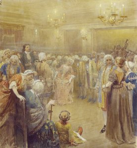 Zgromadzenie w czasach Piotra I autorstwa Klavdiy Vasilievich Lebedev
