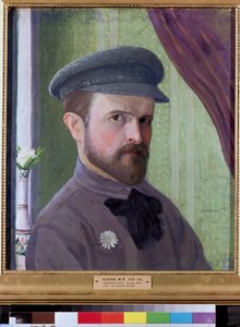 Autoportret. Praca Ivana Vassilyevicha Klyuna (Kliuna) (Ivana Klioune) (1873-1943), olej na tekturze autorstwa Klyun Ivan (1873 1943)
