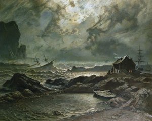 Burza na norweskim wybrzeżu