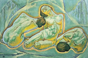 Drei kauernde Frauen - Trzy przykucnięte kobiety ... (obraz na płótnie) autorstwa Koloman Moser
