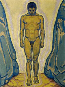 Stojący akt męski między skałami, ok. 1930 r. 1915. autorstwa Koloman Moser
