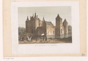 Widok na zamek Egmond Zamek w Egmond (tytuł na obiekcie) autorstwa Koninklijke Nederlandse Steendrukkerij van C.W. Mieling