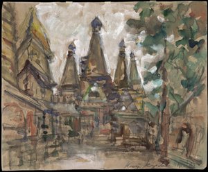 Scenografia do opery Narzeczona cara Mikołaja Rimskiego-Korsakowa - Scenografia do opery Narzeczona cara N. Rimskiego-Korsakowa Korowina, Konstantyna Aleksiejewicza (1861-1939). Temperowanie na tekturze autorstwa Konstantin Alekseevich Korovin