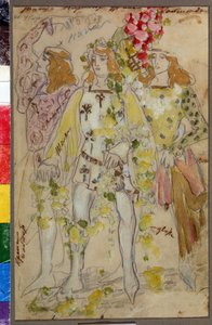 Projekt kostiumów do baletu Raimonda Aleksandra (Aleksander) Głazunowa (Glazounov lub Glazunow lub Glazunow) (1865-1936) (Projekt kostiumów do baletu Raimonda A. Głazunowa). Kostiumy męskie. Grafika: Konstantin Aleksiejewicz Korovin (Constantin K autorstwa Konstantin Alekseevich Korovin
