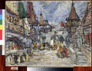Projekt scenografii opery La Legende de la ville invisible de Kitege et de la maide Fevronia (Legenda o niewidzialnym mieście Kitege i dziewicy Fevronia) Mikołaja (Nikolai) Rimskiego Korsakowa (Rimsky-Korsakov) (1844-1908) ( Scenografia dla autorstwa Konstantin Alekseevich Korovin